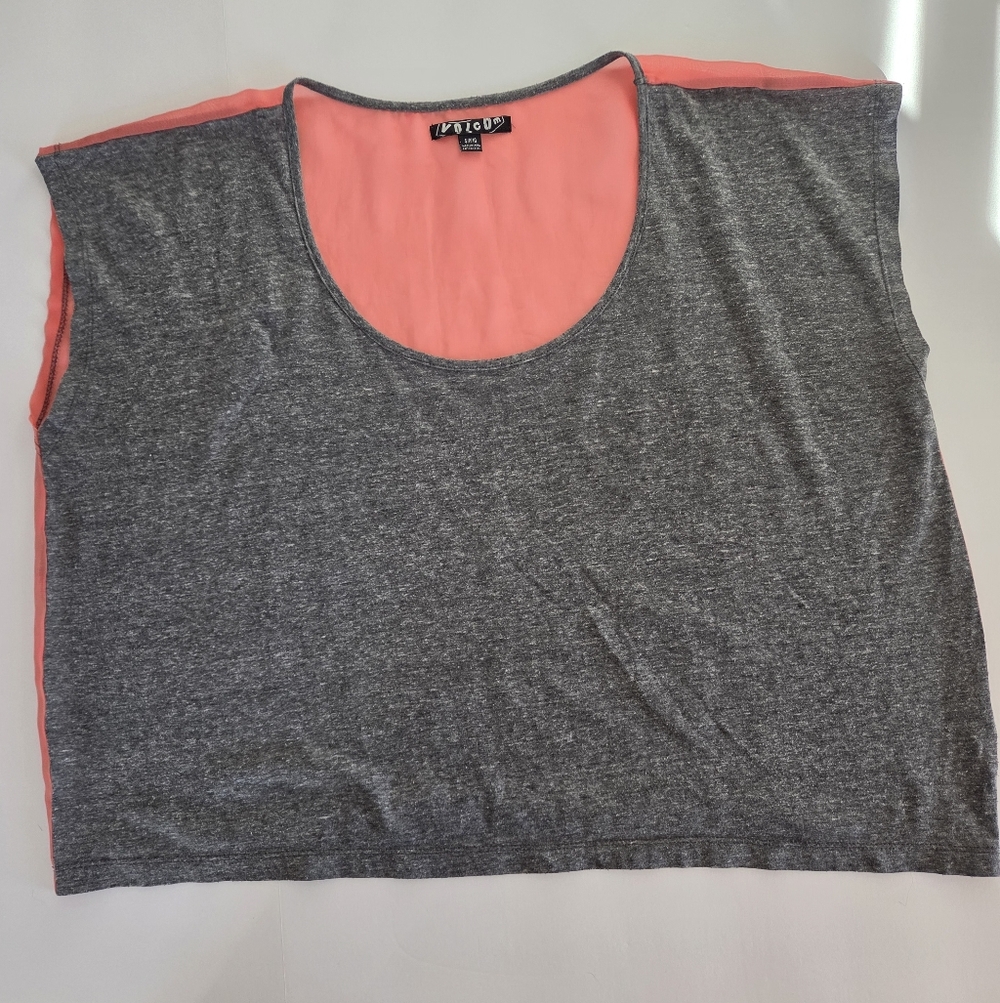 Volcom Crop Gym Cover Sheer Coral & Gray 25in P2P